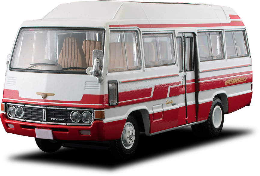 LV-184a トヨタ コースター ハイルーフ デラックス車（白/赤）
